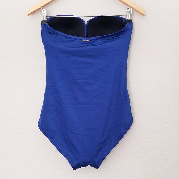 CALVIN KLEIN Women's 8 Blue Tummy Control Split-Cup Bandeau One Piece Swimsuit - Picture 8 of 16